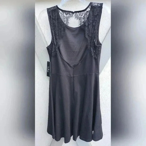 NWT! Lulus Need You Close Black Lace Backless Skater Dress Fit & Flare L - Picture 8 of 11